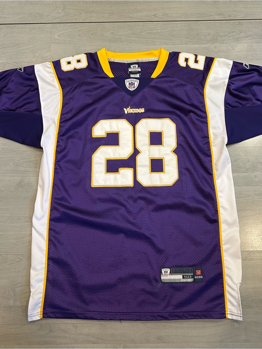 Reebok NFL Equipment Authentic Adrian Peterson #28 Vikings Jersey Size 50